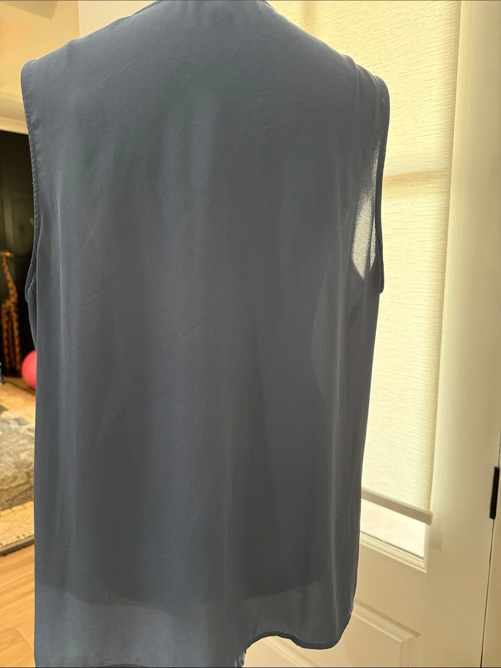 Vince Camuto Slate Blue Ruffle neckline Sleeveless Camisole Blouse